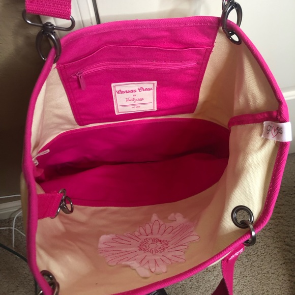 31 Pink Canvas Tote with Flower Embroidery - Picture 3 of 3
